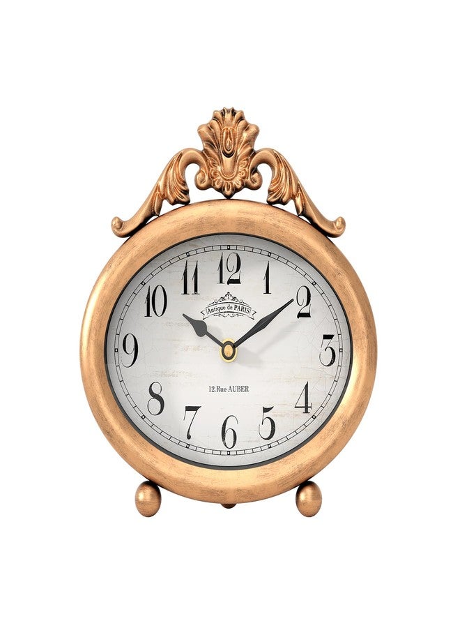 ChimeTide Vintage Table Clock, Desk and Shelf Decor Clock, French Rustic Antique Style Gold Mantel Clocks, for Farmhouse, Living Room, Bedroom, Bedside, Gift (7.87" H x 7.87" W) - Image 1